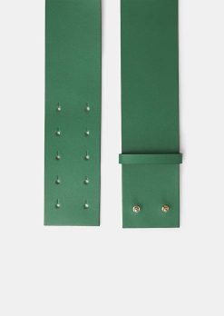 TARA JARMON Ceinture En Cuir Vert Lauren New