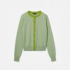 TARA JARMON Cardigan Gaelle En Coton Et Laine Vert Wholesale