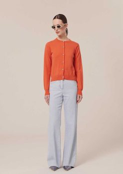 TARA JARMON Cardigan Gaelle Corail En Laine Et Coton New