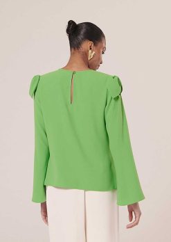 TARA JARMON Haut Crepe Vert Tournesol New