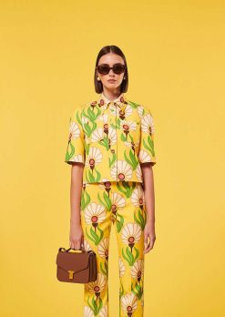 TARA JARMON Thadea Haut Imprime Fleurs Jaunes Hot