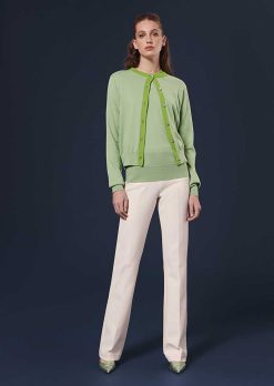 TARA JARMON Cardigan Gaelle En Coton Et Laine Vert Wholesale