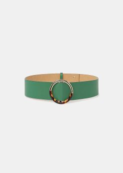 TARA JARMON Ceinture En Cuir Vert Lauren New