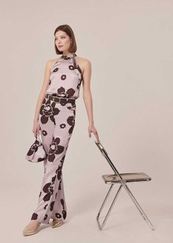 TARA JARMON Pantalon Imprime Fleurs Violettes Prosper Wholesale