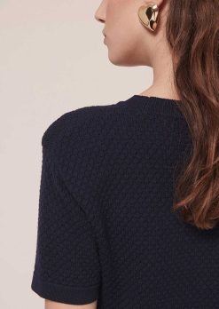 TARA JARMON Robe Rocky En Cupro Bleu Nuit New