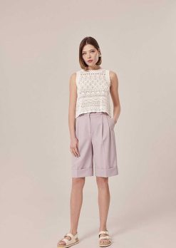 TARA JARMON Haut En Tricot Au Crochet Blanc Pianna Best