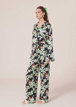 TARA JARMON Porticcio Pantalon Imprime Fleurs Bleu Nuit Wholesale