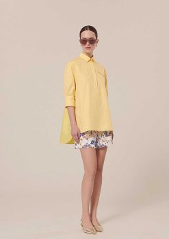 TARA JARMON Chemise En Popeline Jaune Tallulah Clearance