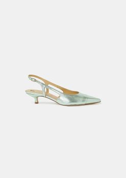 TARA JARMON Chaussures En Cuir Metallise Vert Kaia Wholesale