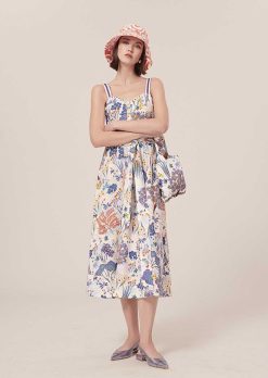 TARA JARMON Robe En Popeline Imprimee Florale Bleue Raquelina Online