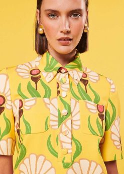 TARA JARMON Robe Rivage Imprime Fleurs Jaunes Online