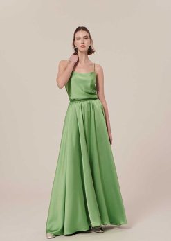 TARA JARMON Jupe En Satin Vert Joya Best