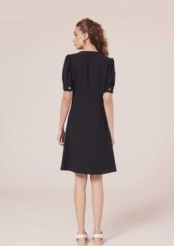 TARA JARMON Robe Roucoule En Crepe Bleu Nuit Clearance