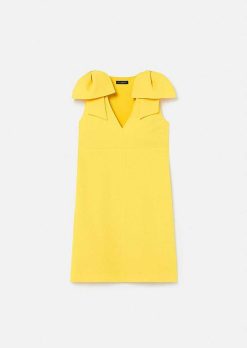 TARA JARMON Remarquable Robe En Crepe Jaune Hot