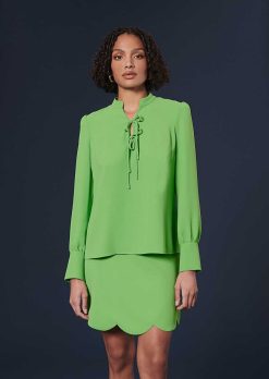 TARA JARMON Haut Toulouse Crepe Vert Wholesale