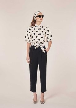 TARA JARMON Pantalon En Crepe Noir Paga New