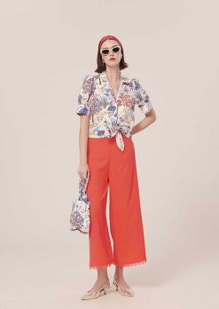 TARA JARMON Pantalon En Crepe Corail Positif Online