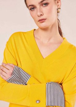 TARA JARMON Pull Jaune Primrose En Coton Et Laine Merinos Best