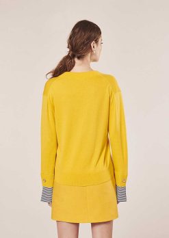 TARA JARMON Pull Jaune Primrose En Coton Et Laine Merinos Best