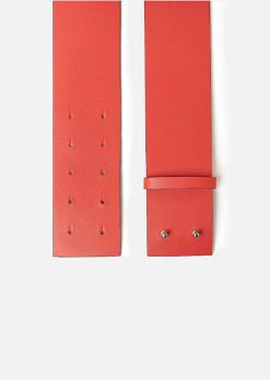 TARA JARMON Ceinture En Cuir Corail Lauren New