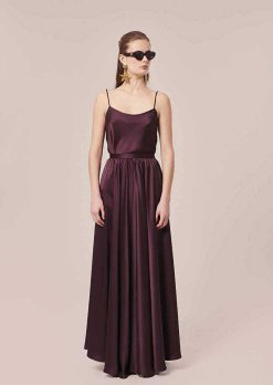 TARA JARMON Haut Fluide En Satin Tess Brown New