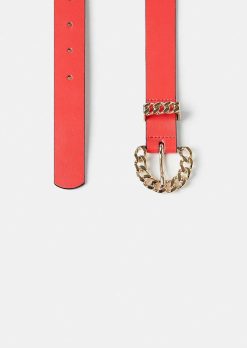 TARA JARMON Ceinture En Cuir Bella Corail Clearance