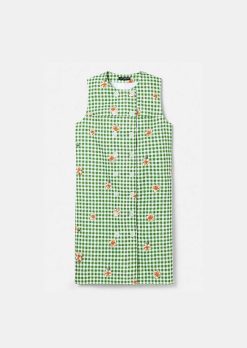 TARA JARMON Robe Vichy Verte Raphia Best