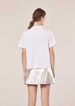 TARA JARMON T-Shirt En Coton Brode Blanc Tarasunkey Hot