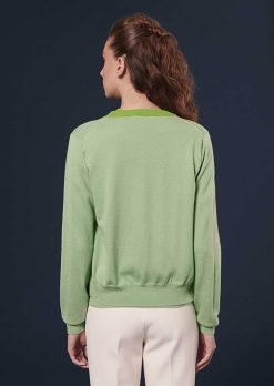 TARA JARMON Cardigan Gaelle En Coton Et Laine Vert Wholesale