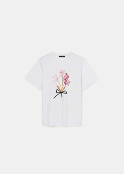 TARA JARMON T-Shirt En Jersey Blanc Taraflowers Clearance