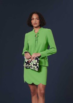 TARA JARMON Haut Toulouse Crepe Vert Wholesale