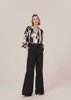 TARA JARMON Pantalon En Laine Froide Noir Primavera Wholesale