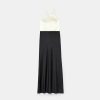 TARA JARMON Robe Fluide Noire En Satin Raphaelle Clearance