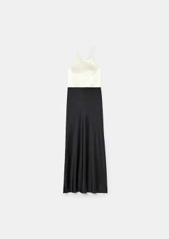 TARA JARMON Robe Fluide Noire En Satin Raphaelle Clearance