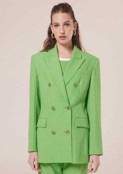 TARA JARMON Veste De Costume En Laine Froide Vert Viola New