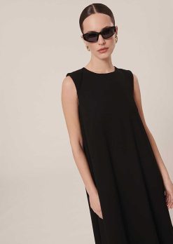 TARA JARMON Robe En Crepe Noire Roxy Clearance