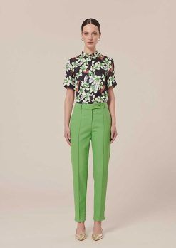 TARA JARMON Pantalon En Laine Froide Vert Pascal Clearance