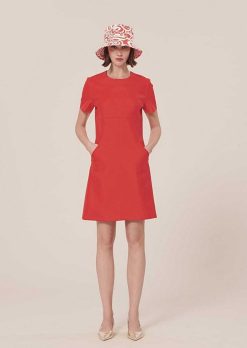 TARA JARMON Robe En Double Toile Corail Rehane Online