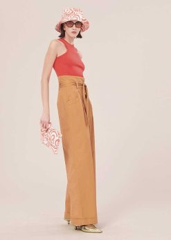 TARA JARMON Pantalon En Popeline Marron Pyla Wholesale
