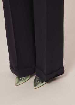 TARA JARMON Pantalon Pyla En Crepe Bleu Nuit New