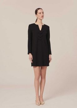 TARA JARMON Robe Rhea En Crepe Noir Clearance