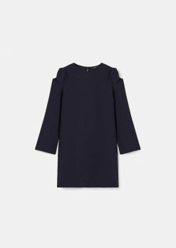 TARA JARMON Robe En Crepe Bleu Nuit Renato Clearance