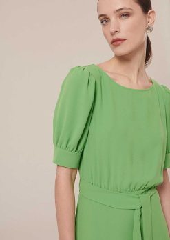 TARA JARMON Robe En Crepe Verte Rillytis Wholesale