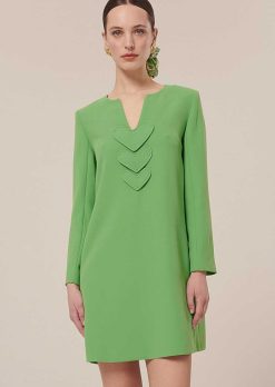 TARA JARMON Robe Rhea En Crepe Vert Best