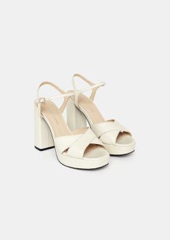 TARA JARMON Chaussures Kourtney En Cuir Lisse Ecru Best