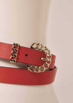 TARA JARMON Ceinture En Cuir Bella Corail Clearance