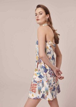 TARA JARMON Robe Rebeka Bleue Imprimee A Fleurs New