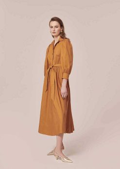 TARA JARMON Robe En Popeline Croustillante Marron Rivoltine Online