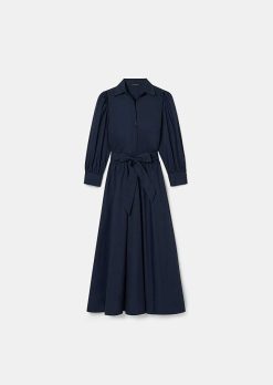 TARA JARMON Robe Rivoltine En Popeline Bleu Nuit Hot