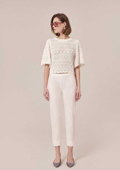 TARA JARMON Pantalon En Coton Blanc Pablo Hot